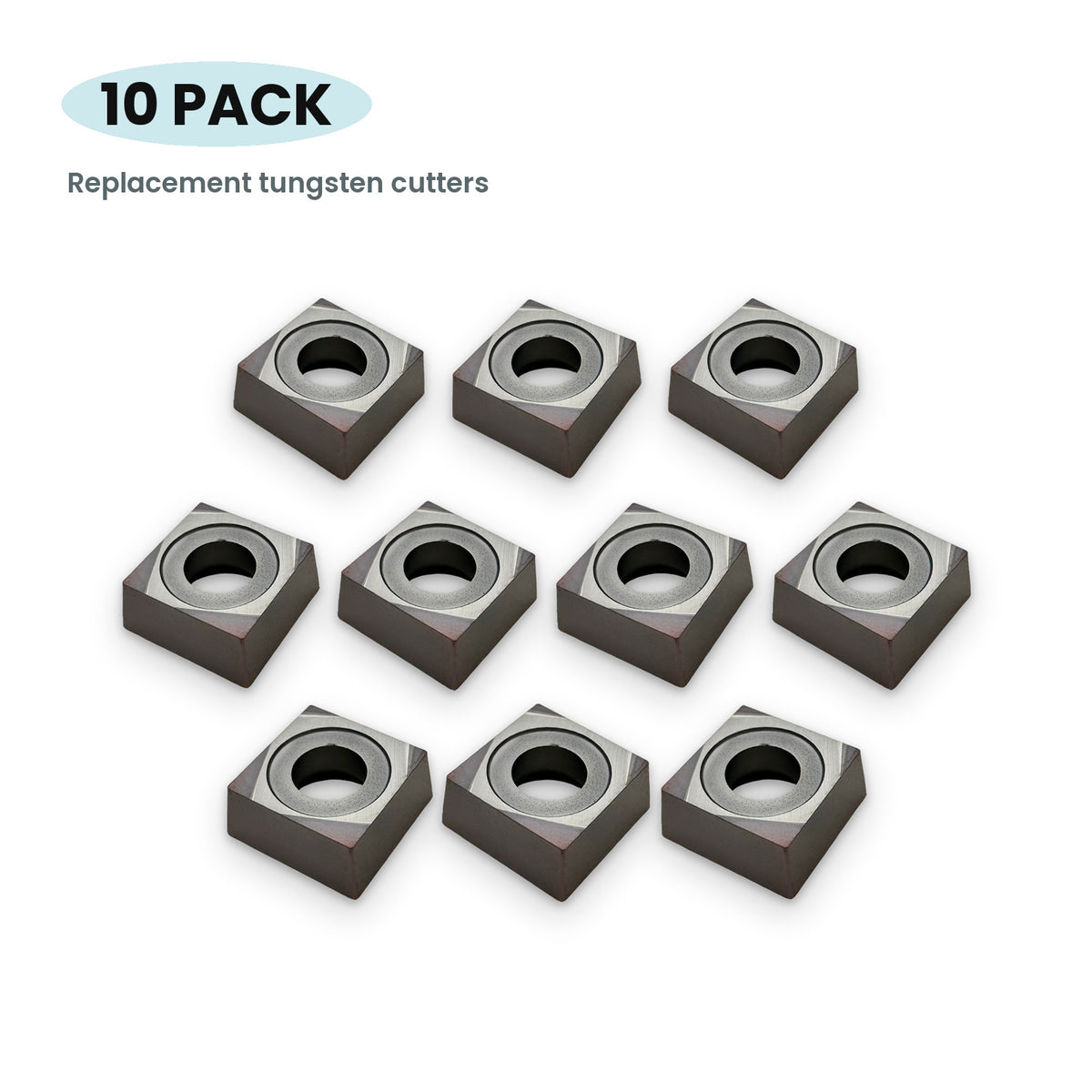 10 replacement tungsten cutters, pack label